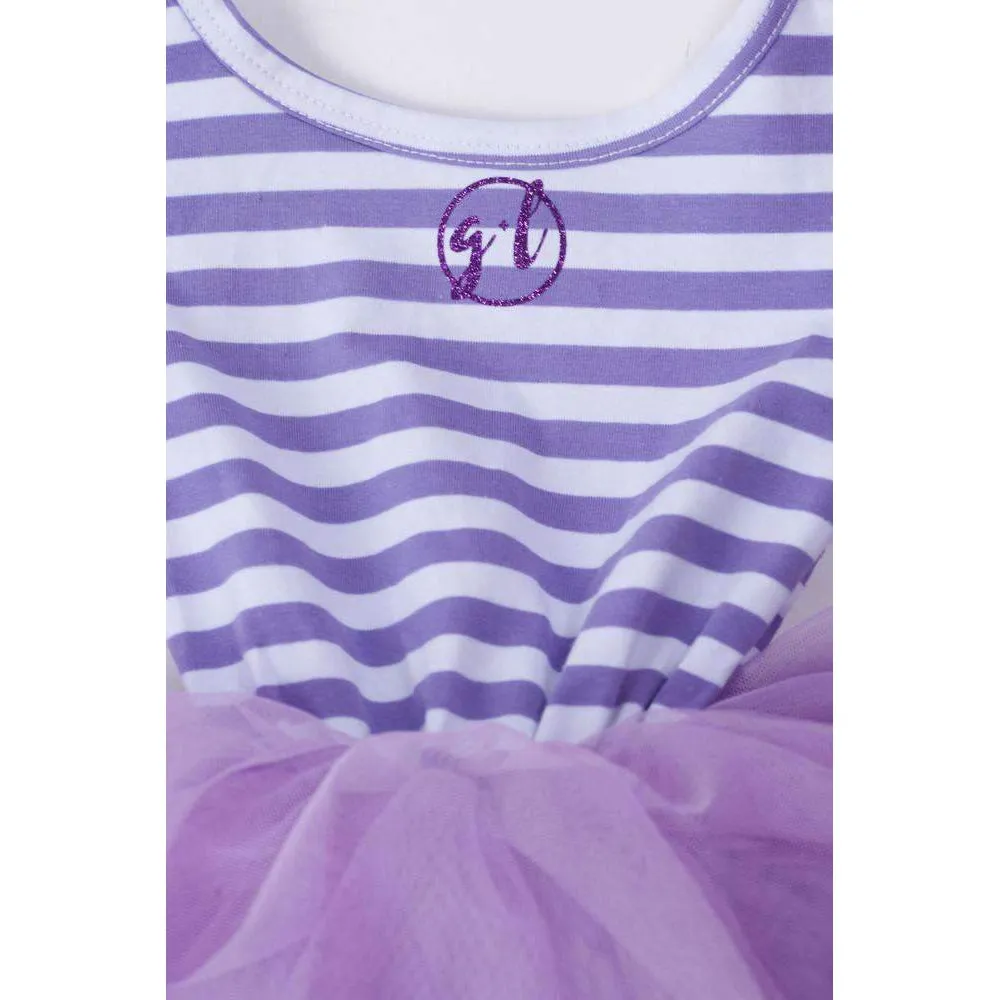 1st Birthday Dress Purple Script "ONE" Purple Striped Sleeveless *DEV*