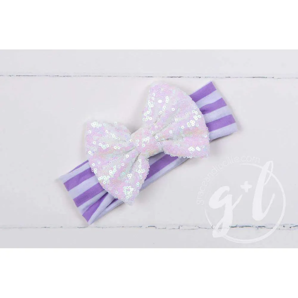 1st Birthday Outfit Donut "One" Purple Polka Dot Sleeveless Tutu Dress & Opalescent Bow Headband