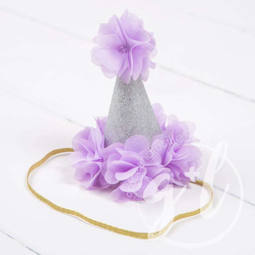 1st Birthday Outfit Donut "One" Purple Polka Dot Sleeveless Tutu Dress & Purple Princess Party Hat