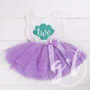 2nd Birthday Mermaid Outfit Aqua Shell & "TWO" on Purple Polka Dot Sleeveless Dress