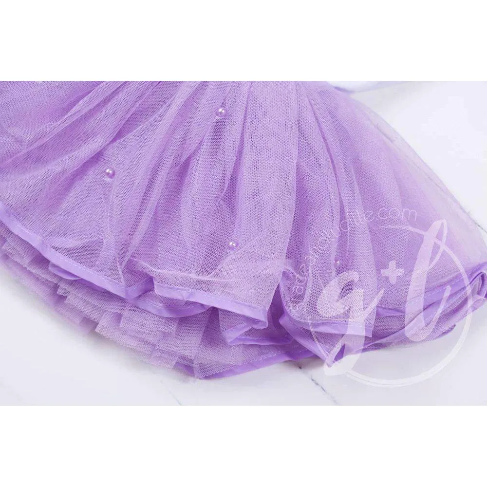 3rd Birthday Dress Aqua Mermaid Shell on Sleeveless White Top with Purple Tutu