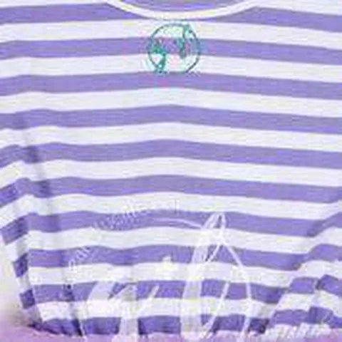 3rd Birthday Mermaid Dress Aqua Shell "THREE" on Purple Striped Sleeveless Dress