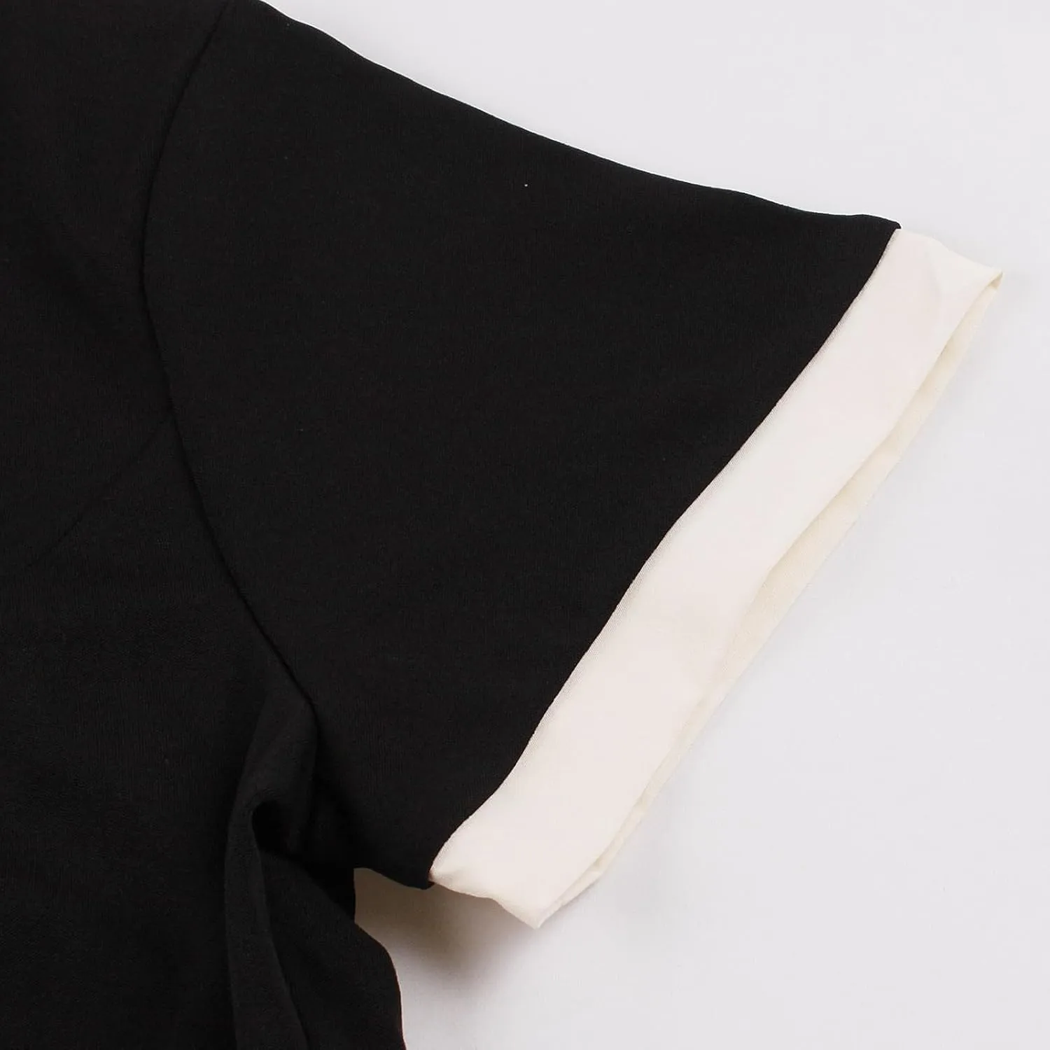 50s Style Dresses for Women Vintage Short Sleeve Tie Neck Swing Dress Midi Prom Dress with Belt