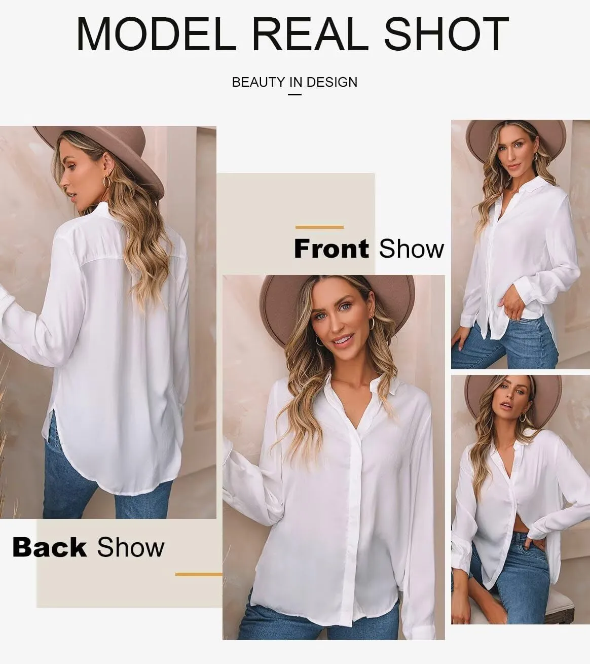 Astylish Women 2024 Casual Long Sleeve Silk Shirts V Neck Elegant Button Down Polka Dots Blouse