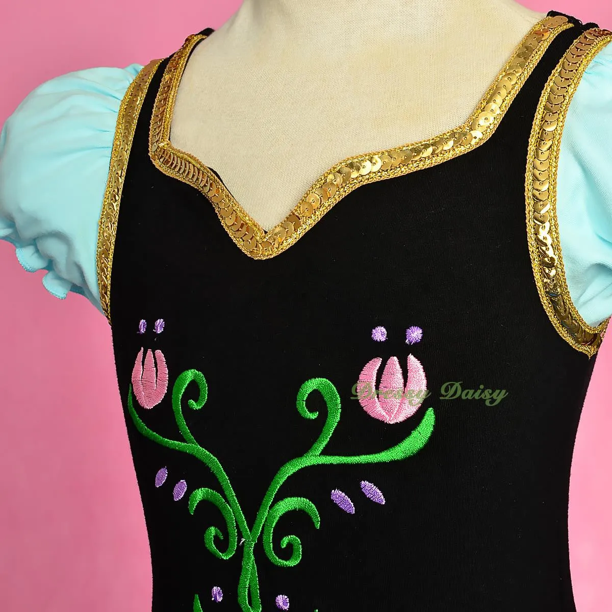 BA059 Princess Anna Tulip Embroidery Ballet Tutus Dancewear Fairy Costume Size 2-7