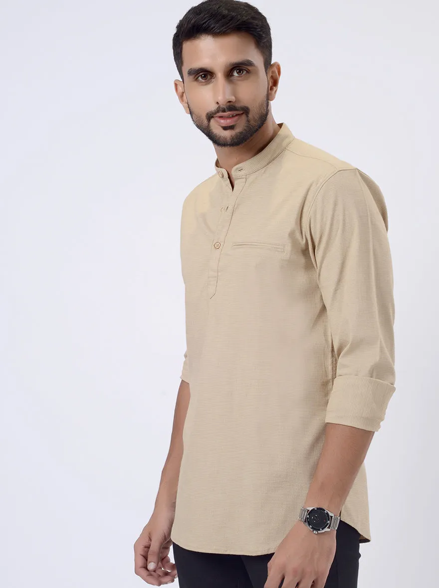 Beige Solid Regular Fit Casual Shirt | JadeBlue