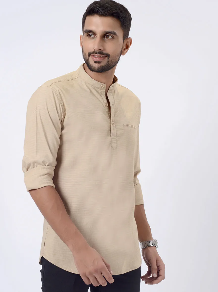Beige Solid Regular Fit Casual Shirt | JadeBlue