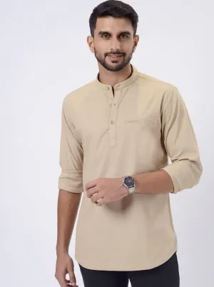 Beige Solid Regular Fit Casual Shirt | JadeBlue