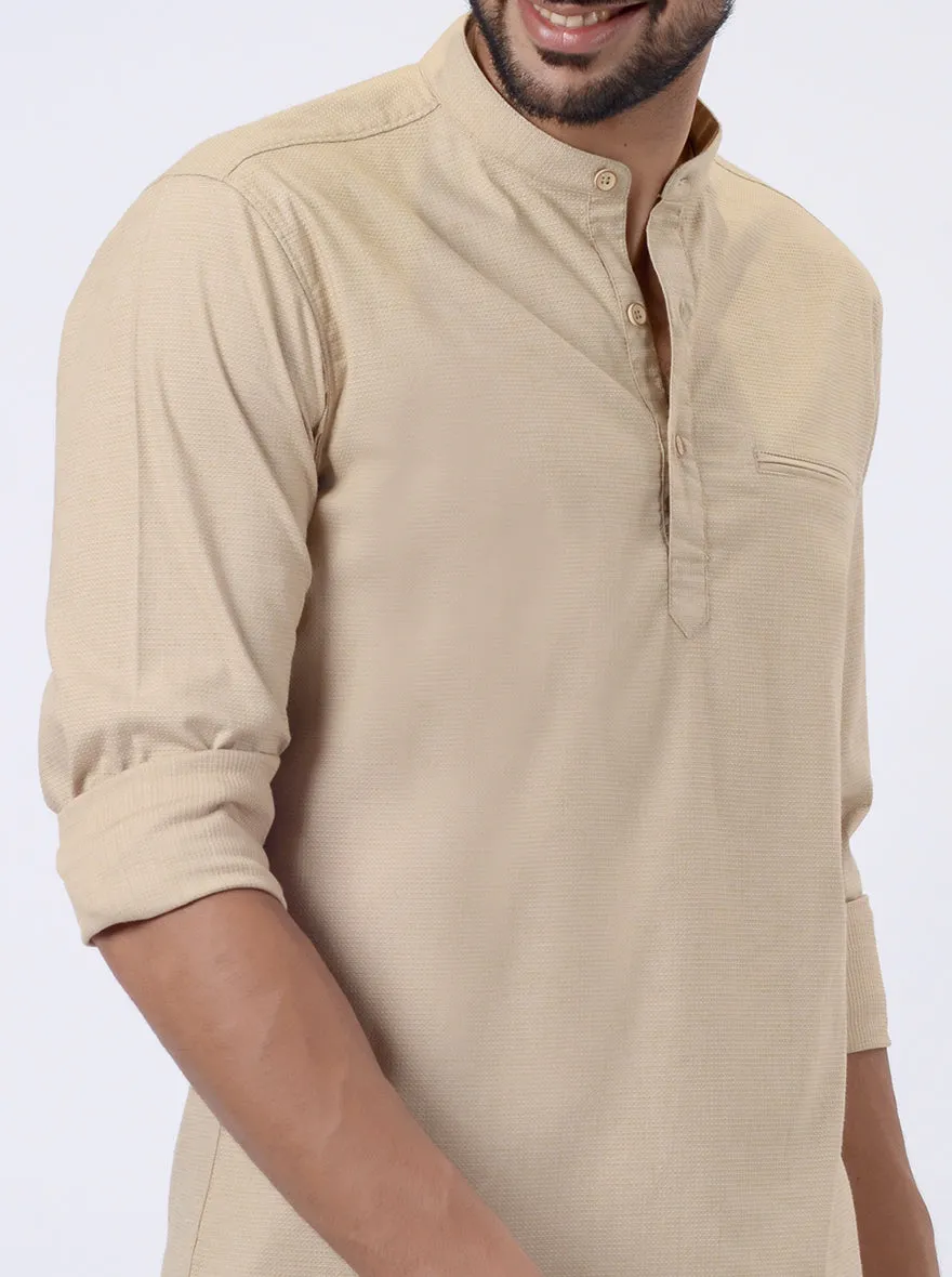 Beige Solid Regular Fit Casual Shirt | JadeBlue