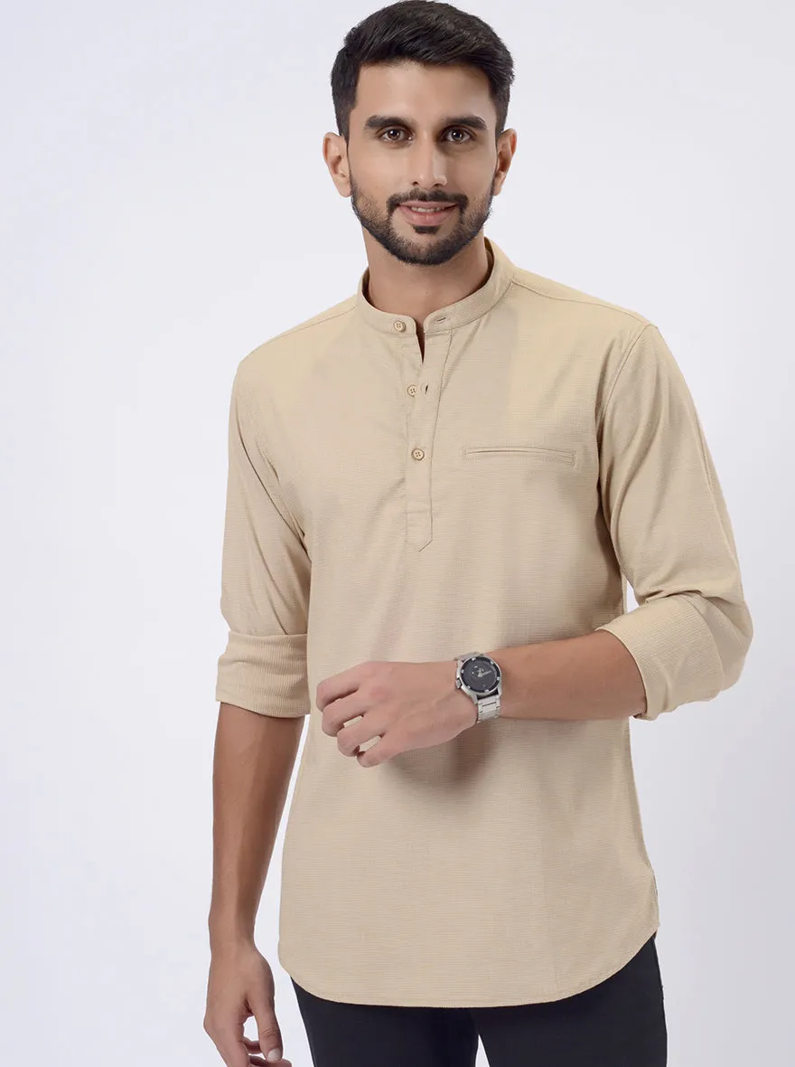 Beige Solid Regular Fit Casual Shirt | JadeBlue