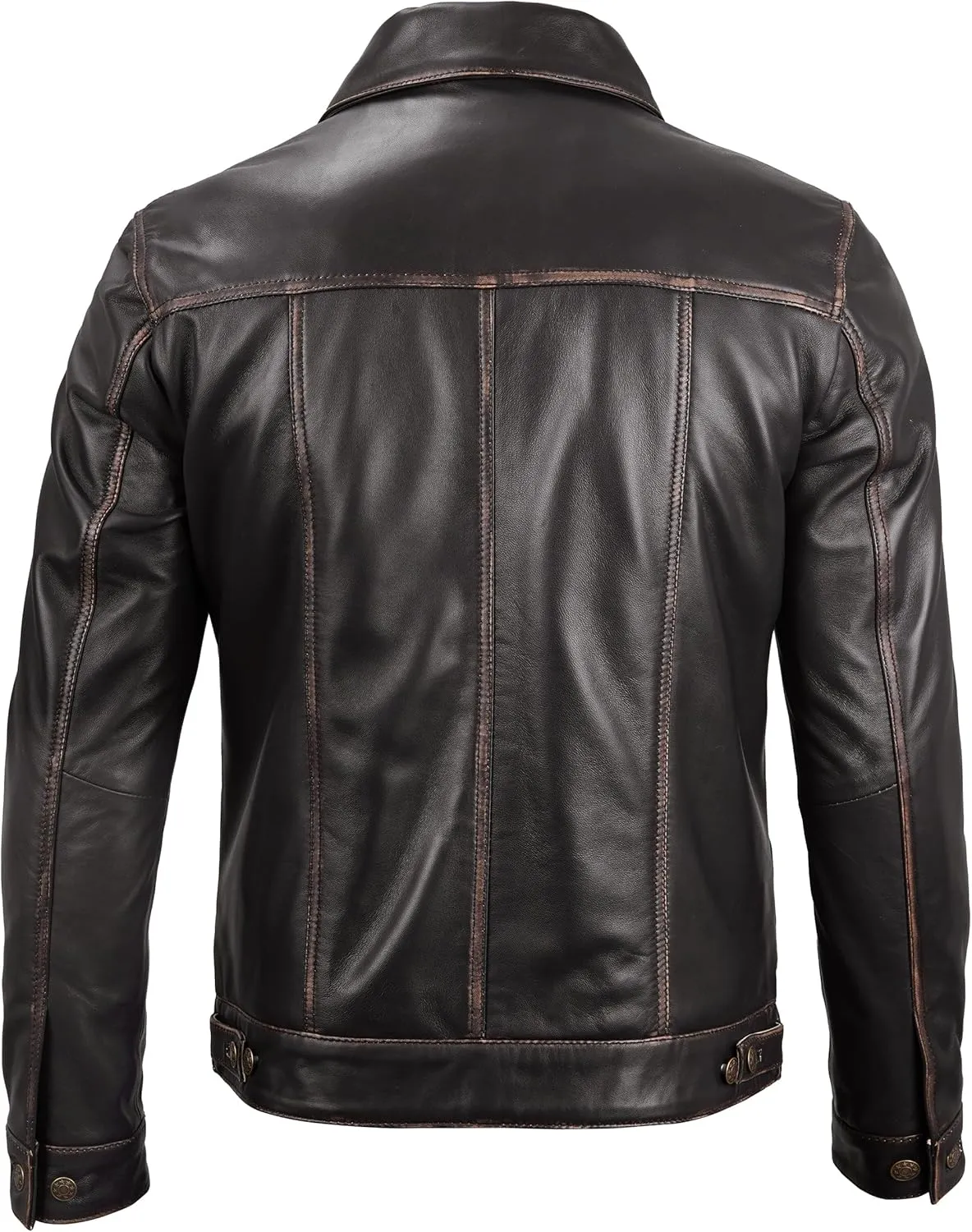 Blingsoul Premium Vintage Leather Jacket Men - Real Lambskin Trucker Mens Leather Jackets