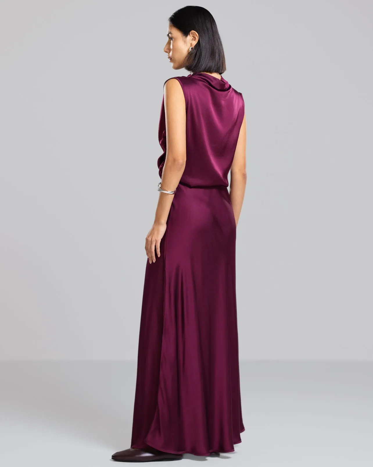 Camilla Bias Satin Skirt | Burgundy