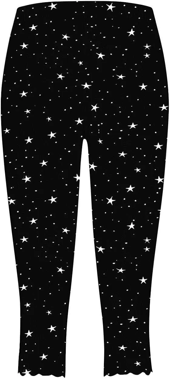 Capri Leggings for Women 2025 Floral Print High Waist Capris Tummy Control Knee Length Yoga Pants Cropped Trouser