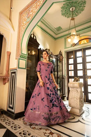 Cotton Shibori Print With Sequence Embroidered Anarkali Gown
