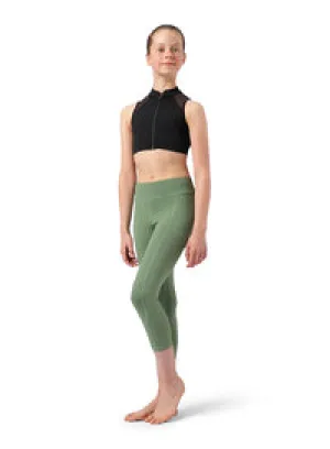 CZ4195- Sadie Girls Zip Front Mock Front Crop Top (Black) - Select Size