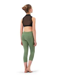 CZ4195- Sadie Girls Zip Front Mock Front Crop Top (Black) - Select Size