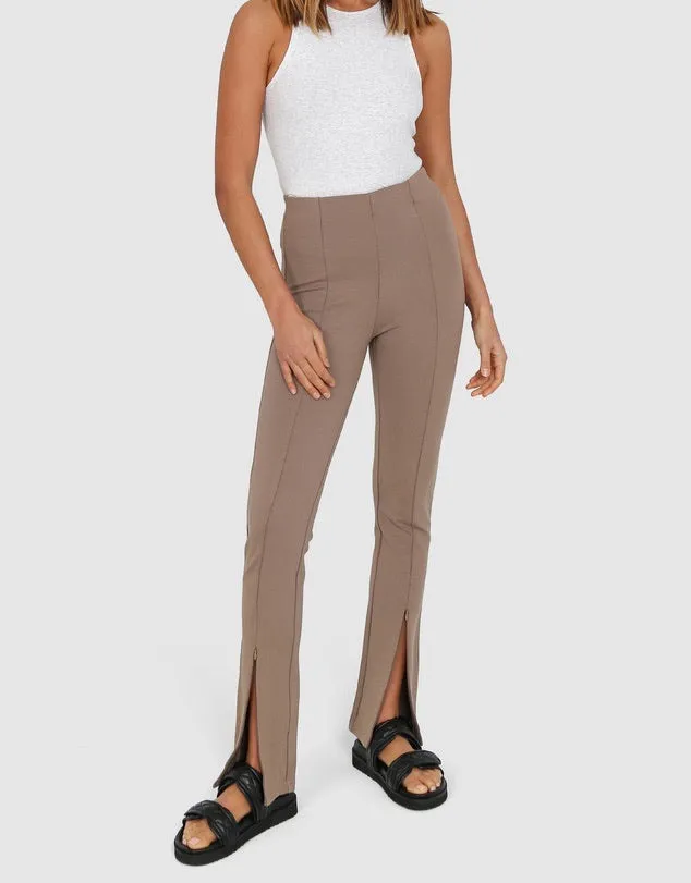 Darlo taupe zip split leggings