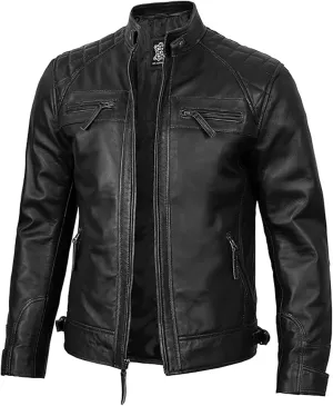 Decrum Leather Jacket Men - Cafe Racer Style Real Lambskin Leather Jackets For Men