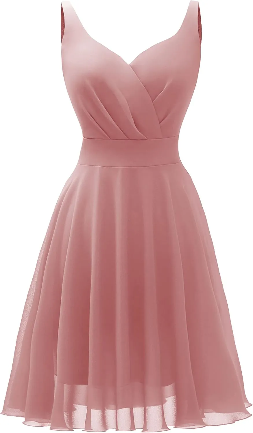 Dressever Summer Cocktail Dress V-Neck Adjustable Spaghetti Strap Chiffon Sundress