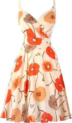Dressever Summer Cocktail Dress V-Neck Adjustable Spaghetti Strap Chiffon Sundress