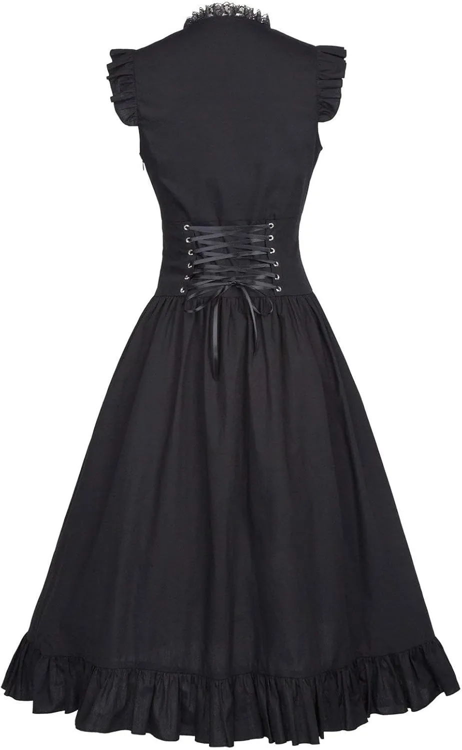 Elegant Dress for Women Lace Trim Sweetheart Neck Dresses Lace Up Back Drawstring Irregular High-Low Ruffle Hem Dress