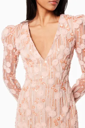 Elliatt La -Rochelle beaded lace v neck midi gown
