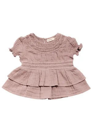 Elvie | Organic Muslin Layered Top | Raspberry Cream