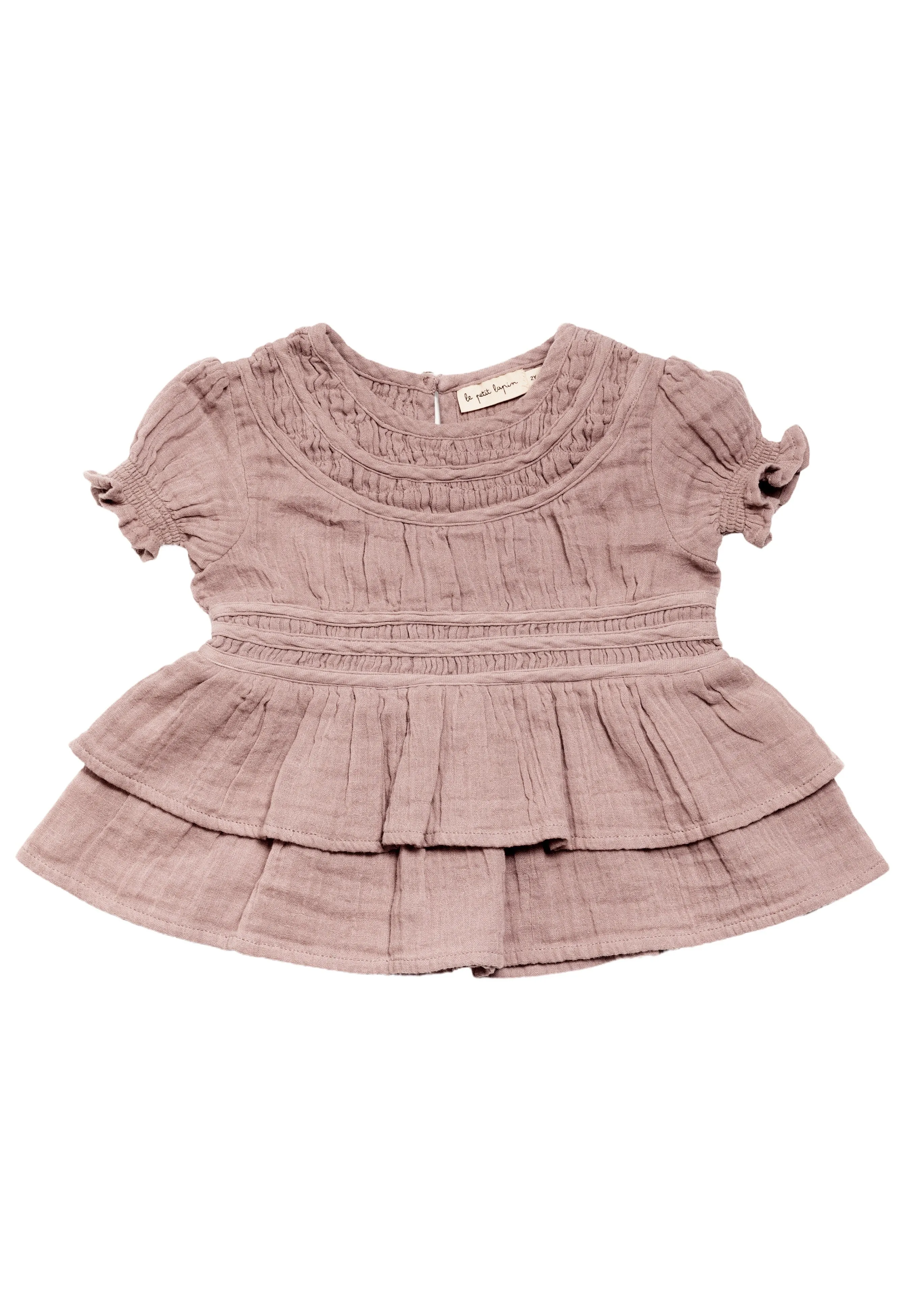 Elvie | Organic Muslin Layered Top | Raspberry Cream