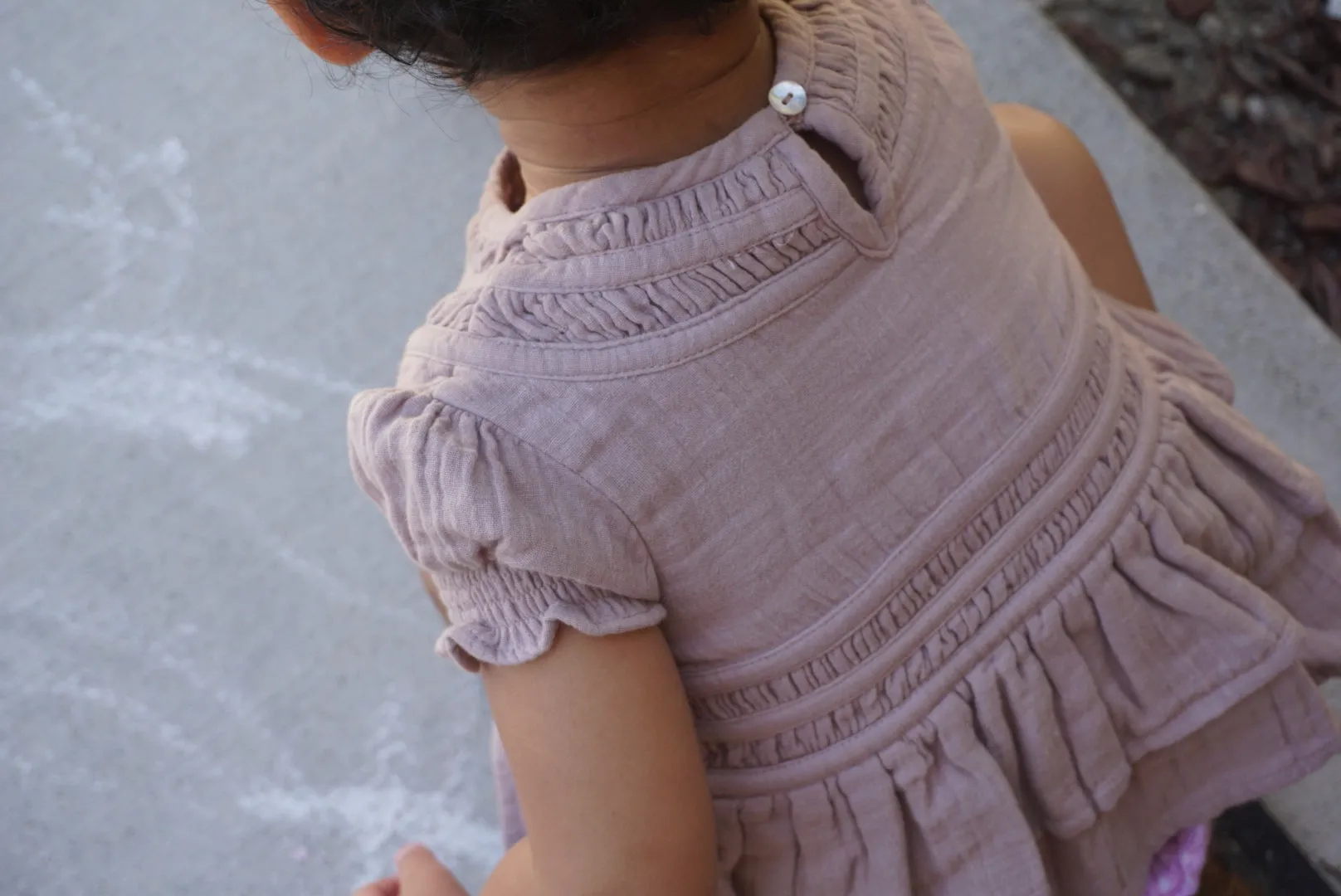 Elvie | Organic Muslin Layered Top | Raspberry Cream