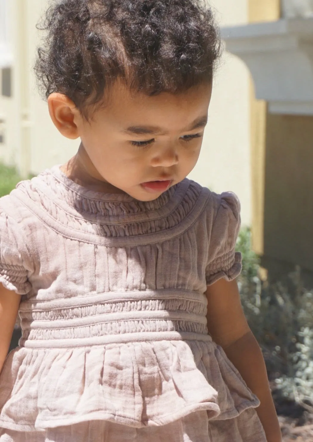 Elvie | Organic Muslin Layered Top | Raspberry Cream