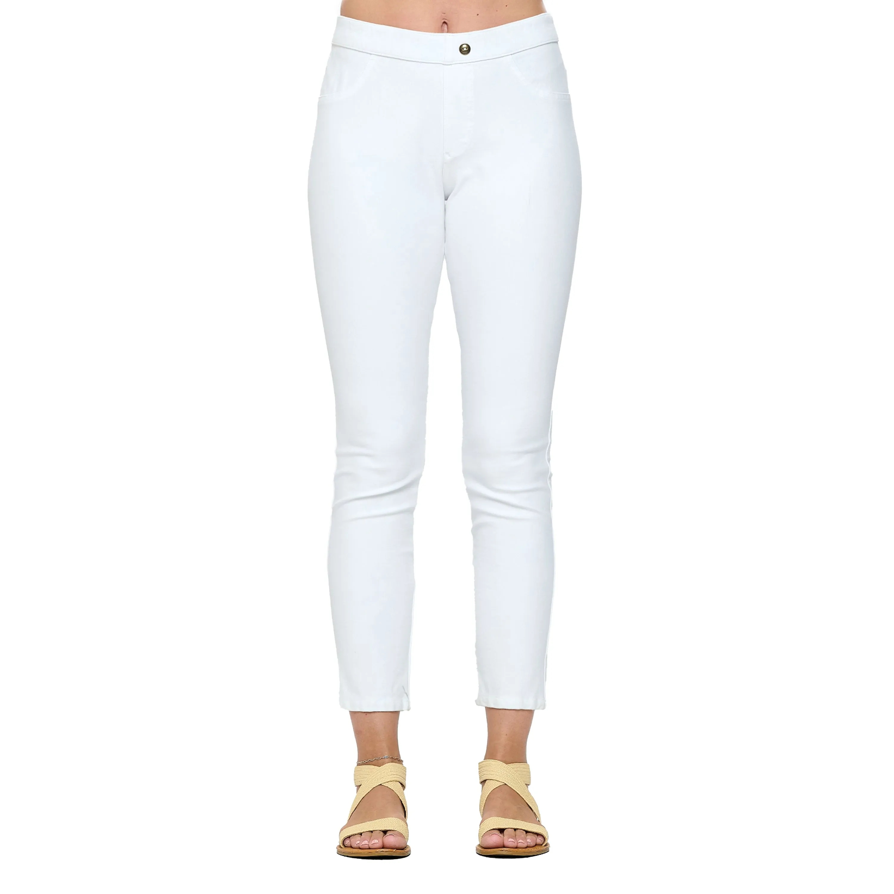 Focus Pull-On Denim Jeggings in White - FC-101-WT