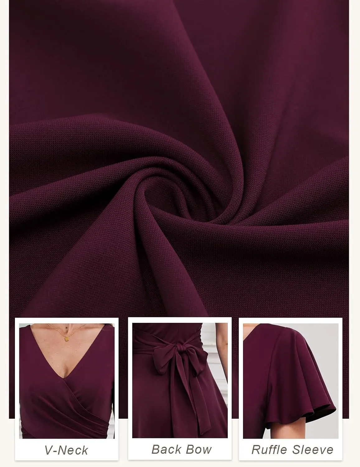 Gardenwed Womens Cocktail Dress Wedding Guest Semi Formal Wrap V Neck Short Sleeve Ruched A Line Midi Dresses with Belt
