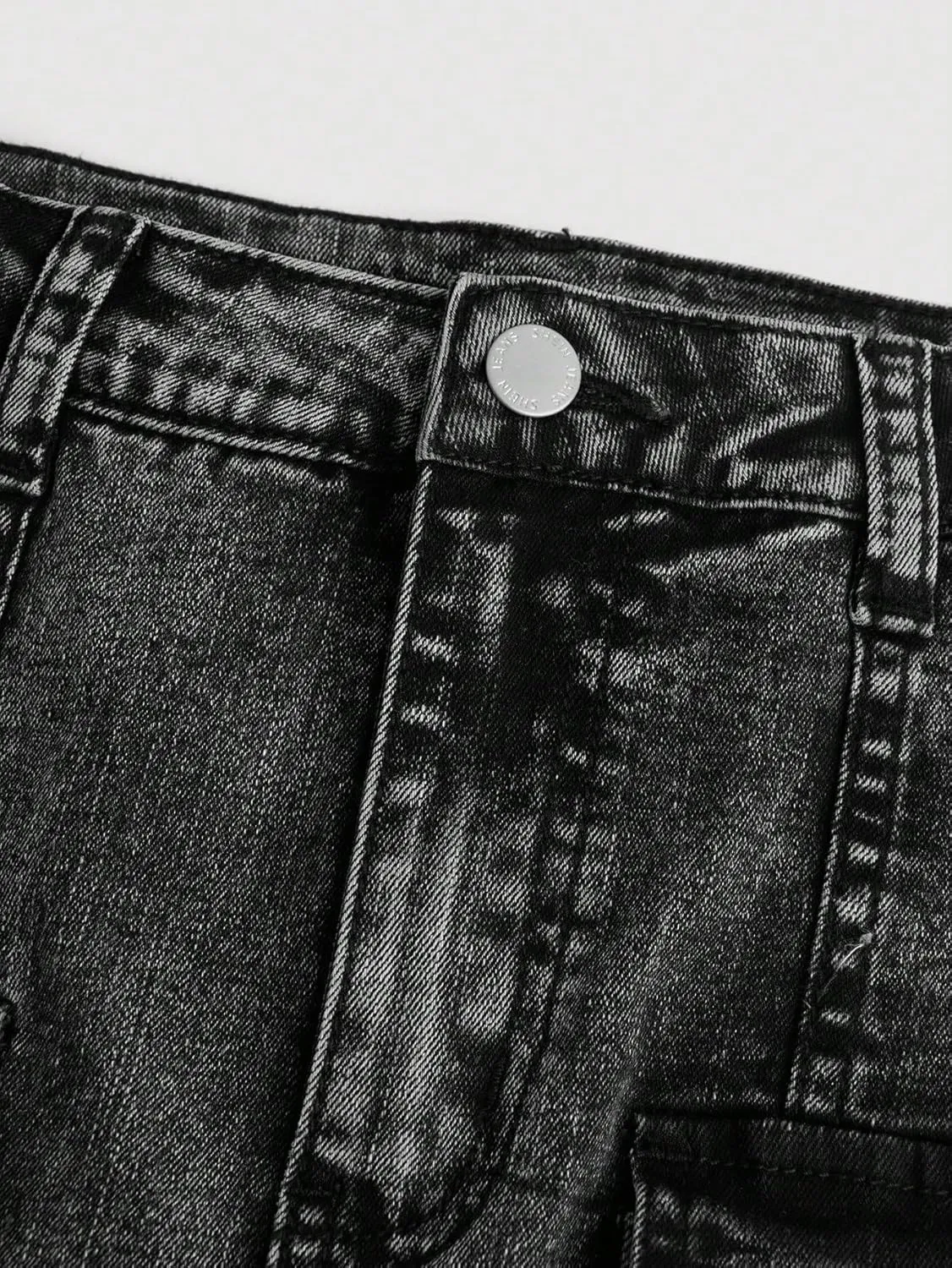 Girl's Denim Cargo Skirt Y2K Solid Low Waist Button Bodycon A Line Denim Skirt Slim Fit Mini Skirt with Flap Pocket