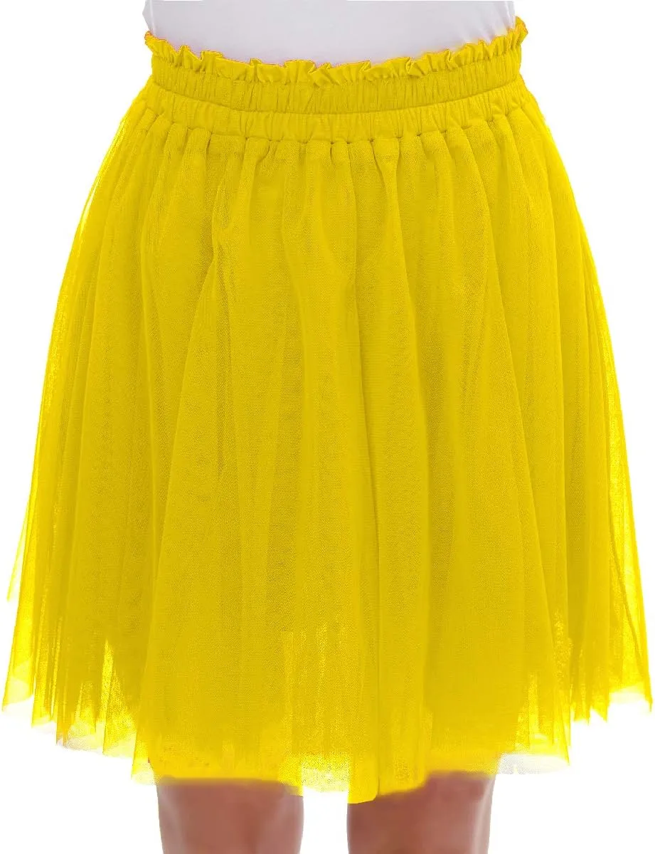Girstunm Women's Elastic Waist Dancing Dress Princess Mesh Tulle Above Knee Skirts