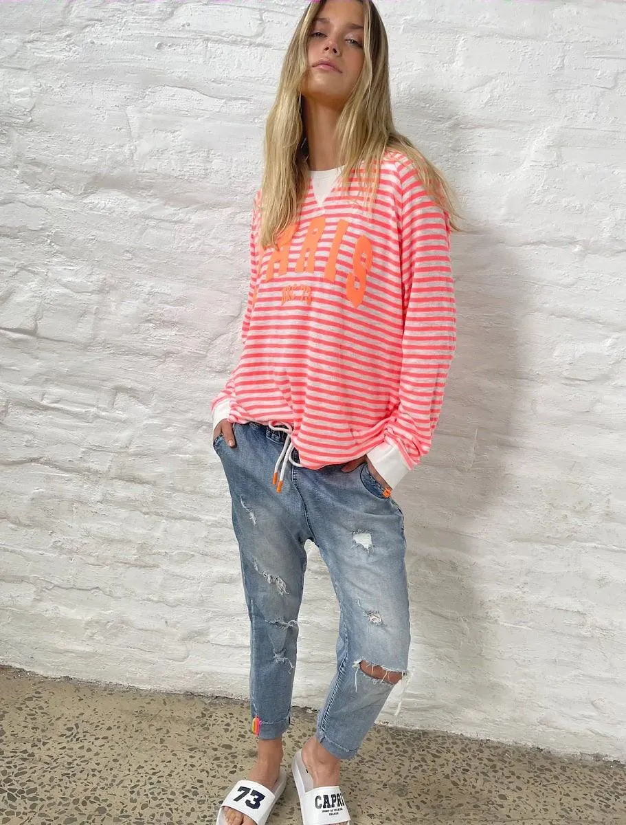 Hammill & Co S411 Paris Stripe Top Pink White Strip