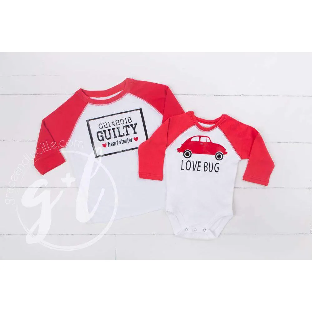 Heart Stealer "Guilty" Boys Shirt or Onesie for Valentines Day