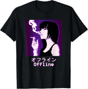 Japanese Vaporwave Aesthetic Graphic Offline Sad Anime Girl T-Shirt