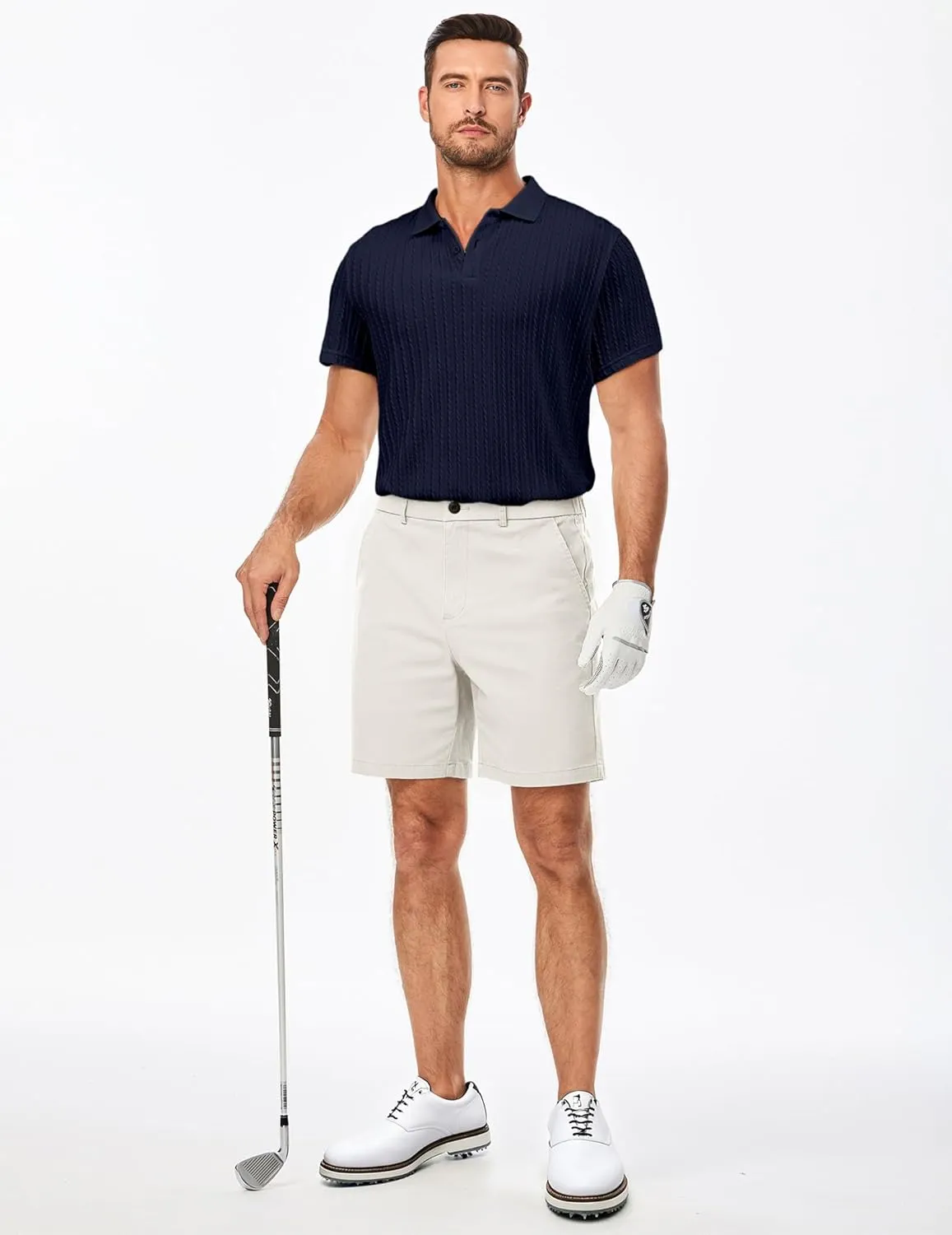 JMIERR Mens Casual Polo Shirt Summer Short Sleeve Vacation Button Beach Knit Stretchy Golf Shirts