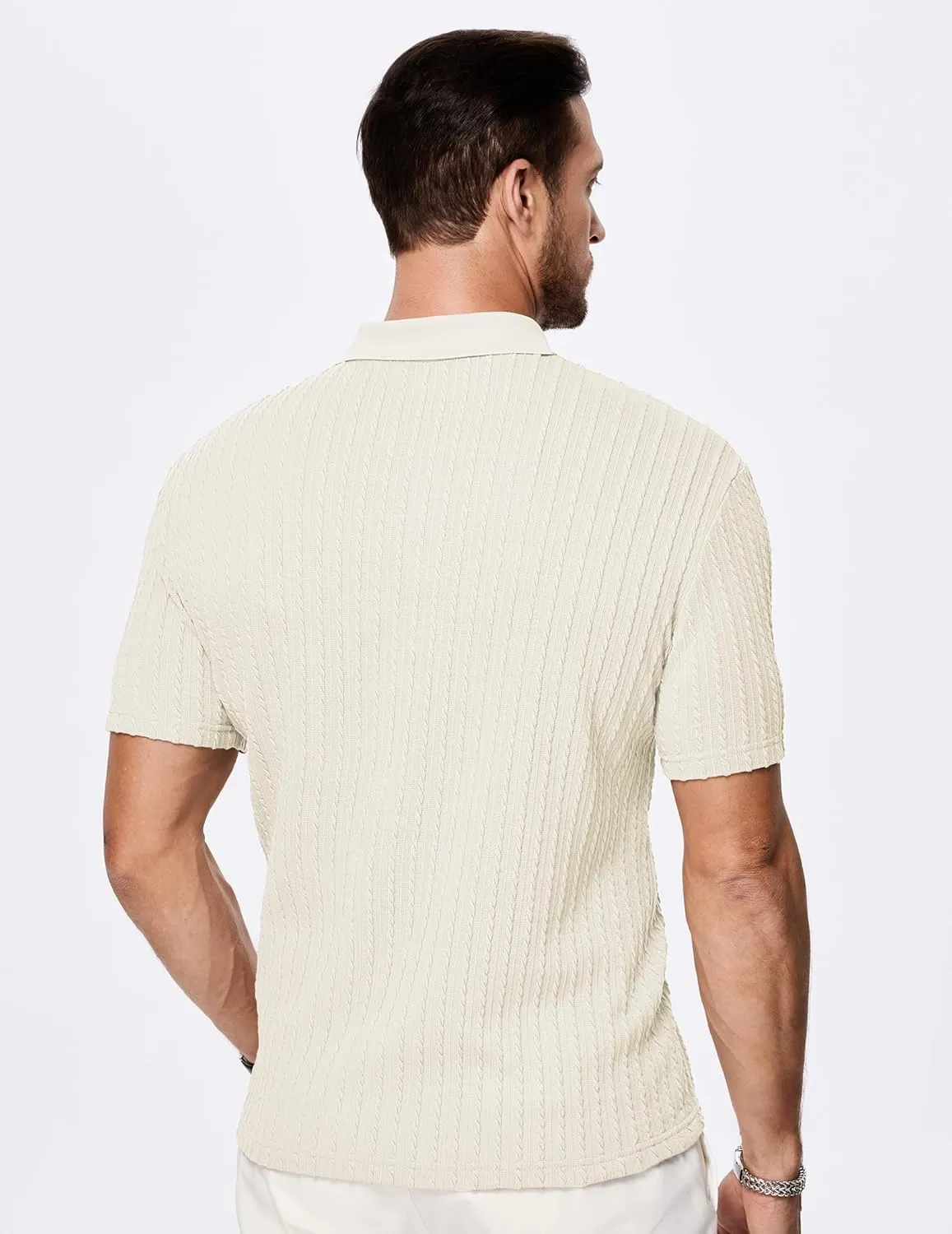 JMIERR Mens Casual Polo Shirt Summer Short Sleeve Vacation Button Beach Knit Stretchy Golf Shirts