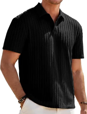 JMIERR Mens Casual Polo Shirt Summer Short Sleeve Vacation Button Beach Knit Stretchy Golf Shirts