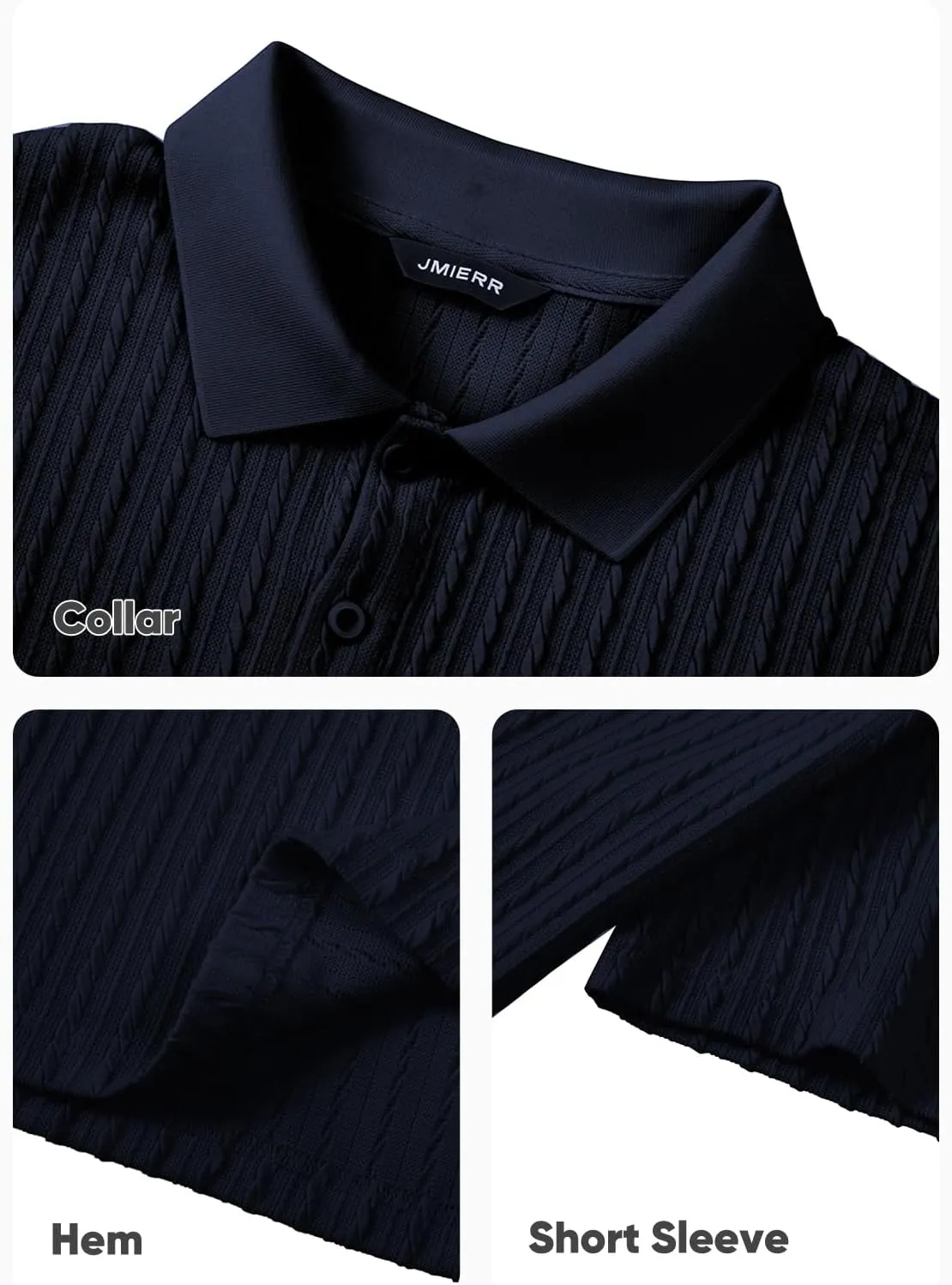 JMIERR Mens Casual Polo Shirt Summer Short Sleeve Vacation Button Beach Knit Stretchy Golf Shirts