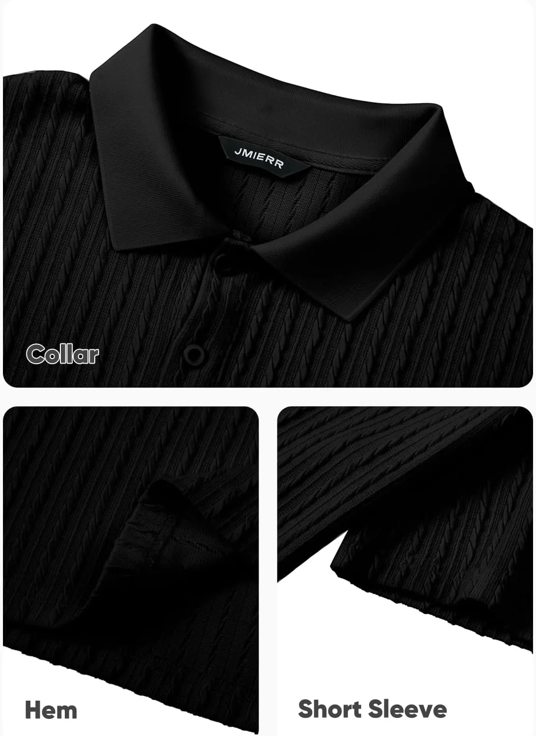 JMIERR Mens Casual Polo Shirt Summer Short Sleeve Vacation Button Beach Knit Stretchy Golf Shirts