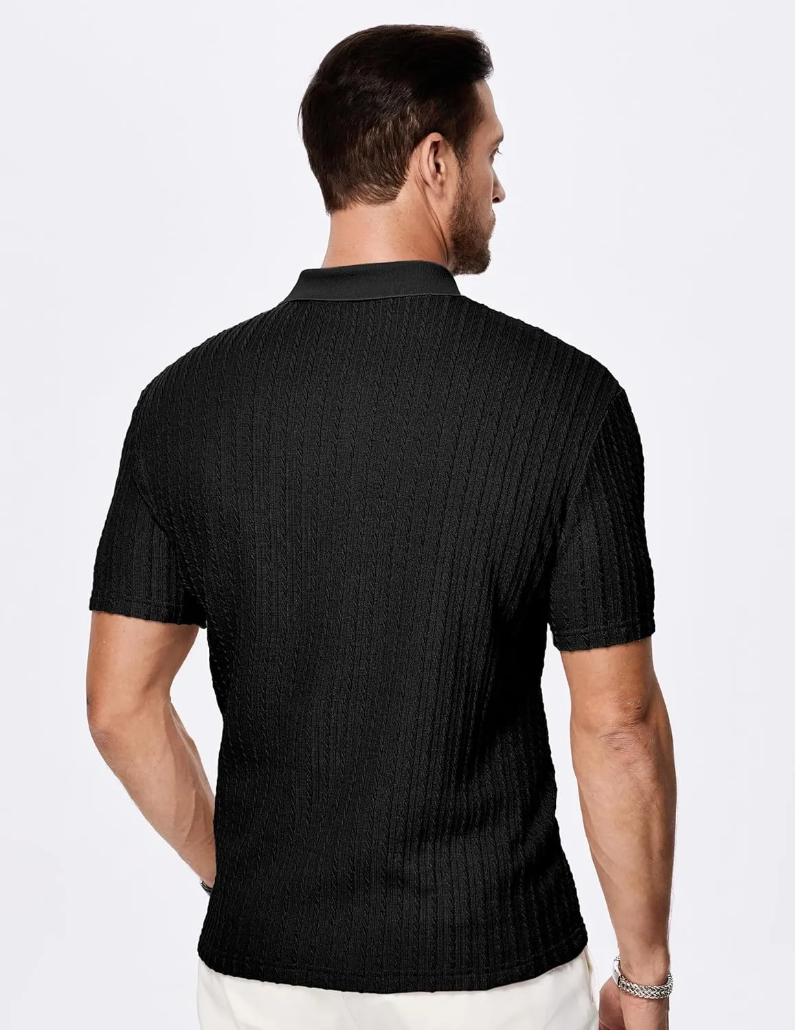 JMIERR Mens Casual Polo Shirt Summer Short Sleeve Vacation Button Beach Knit Stretchy Golf Shirts