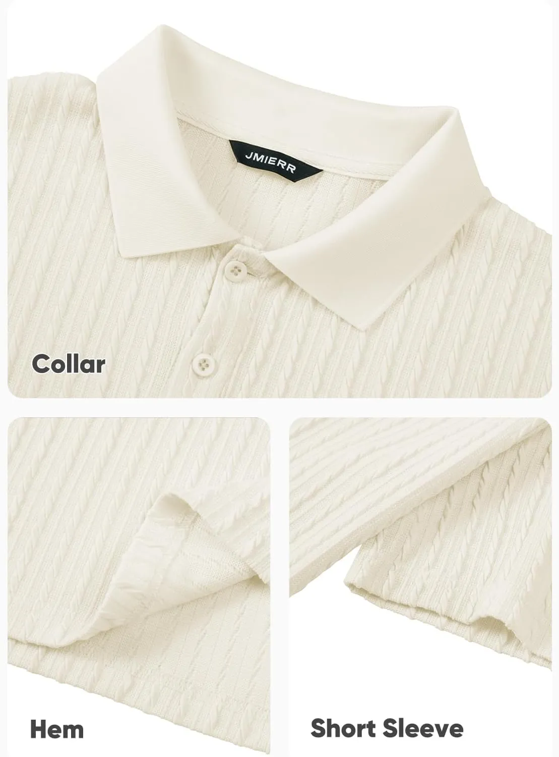 JMIERR Mens Casual Polo Shirt Summer Short Sleeve Vacation Button Beach Knit Stretchy Golf Shirts