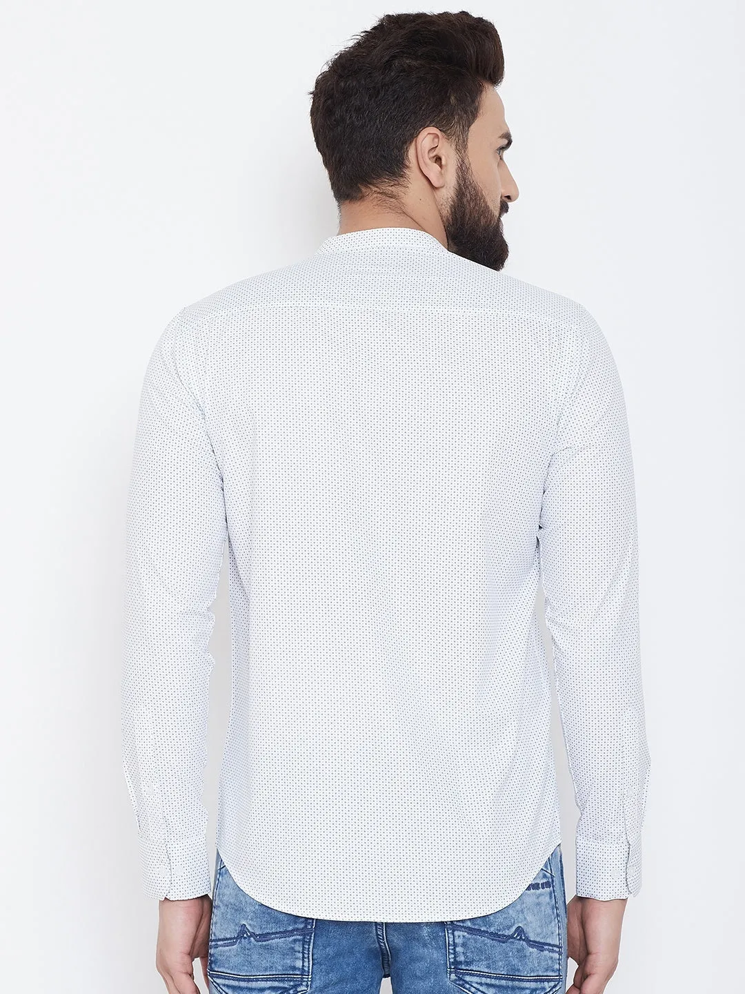 JUMP USA Men White Printed Cotton Casual Shirts
