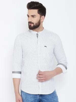 JUMP USA Men White Printed Cotton Casual Shirts