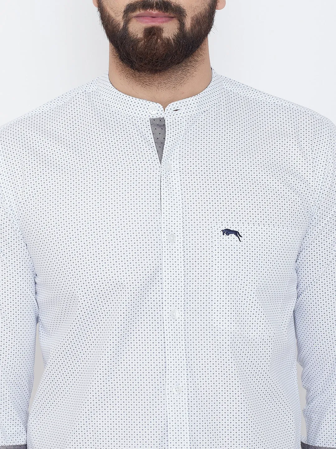JUMP USA Men White Printed Cotton Casual Shirts