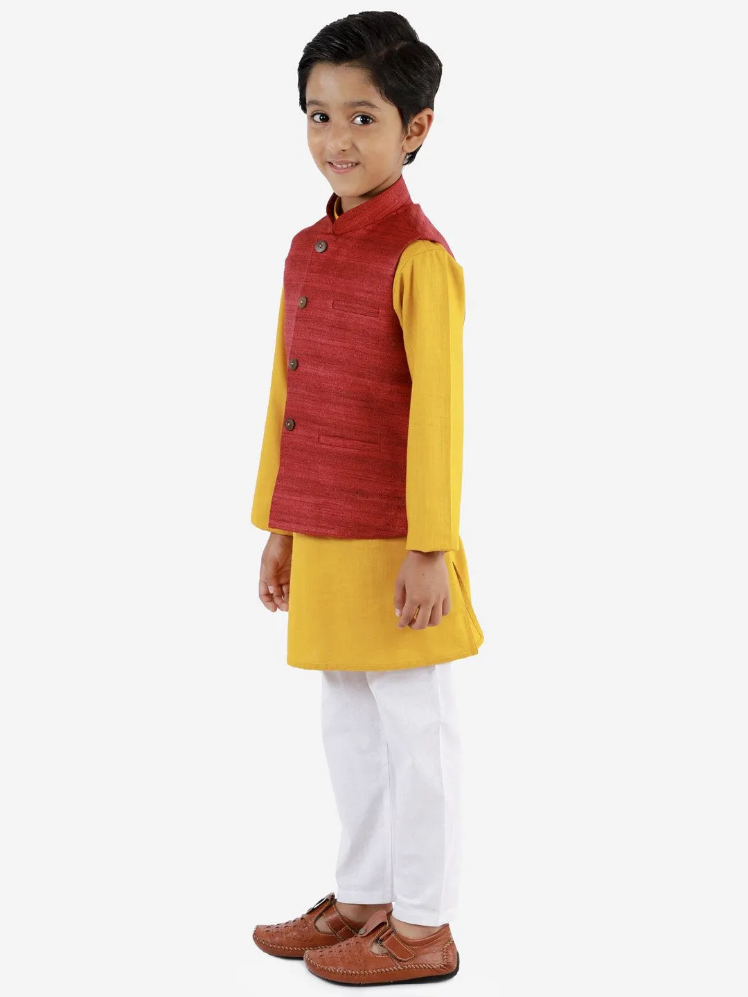 Kurta Pyjama Set for Boys with Nehru Jacket - Vastramay Boys
