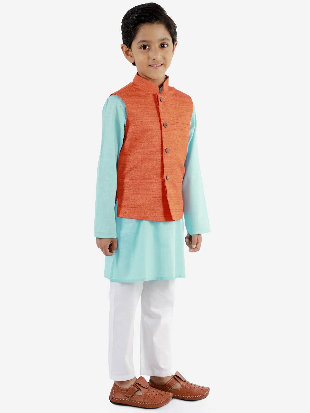 Kurta Pyjama Set for Boys with Nehru Jacket - Vastramay Boys