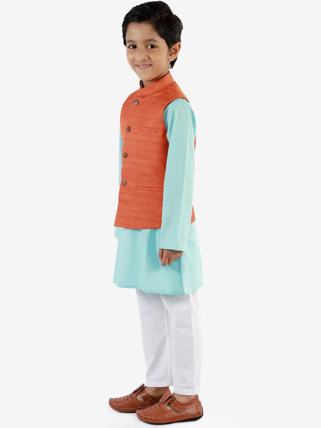 Kurta Pyjama Set for Boys with Nehru Jacket - Vastramay Boys